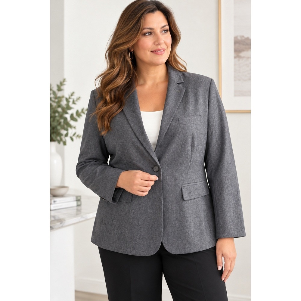 Liz Claiborne Denim Blazer Blue Tailored Preppy Classic Dark Academia Size 8